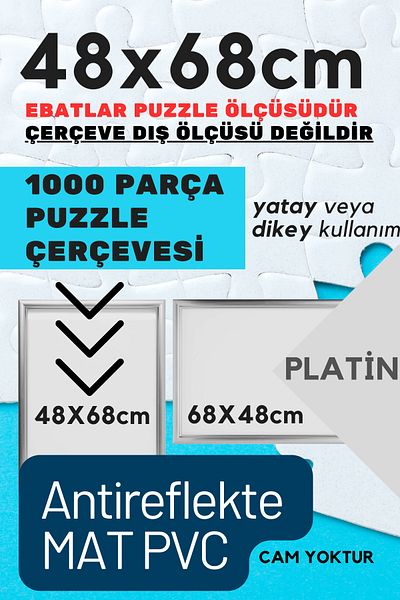 CreaWitch Cadru puzzle - 48x68 cm 1000 de piese Culoare Negru Maro Aur Alb Pvc transparent