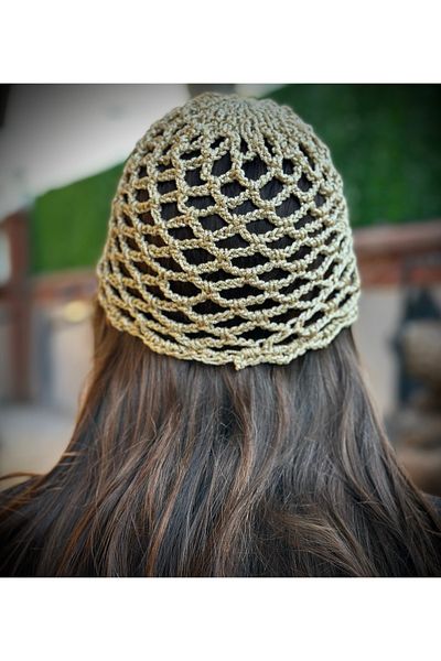 yucin “Handmade Glittery Mesh Knitted Bandana – Stylish Bohemian Hair Accessory” Gold