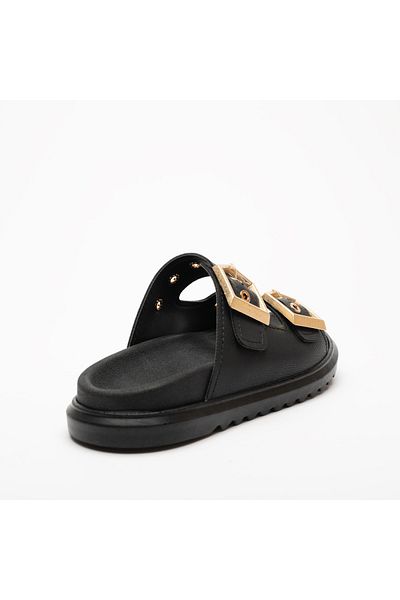 Sister in Love Loretta Gold Buckle Detailed Slippers