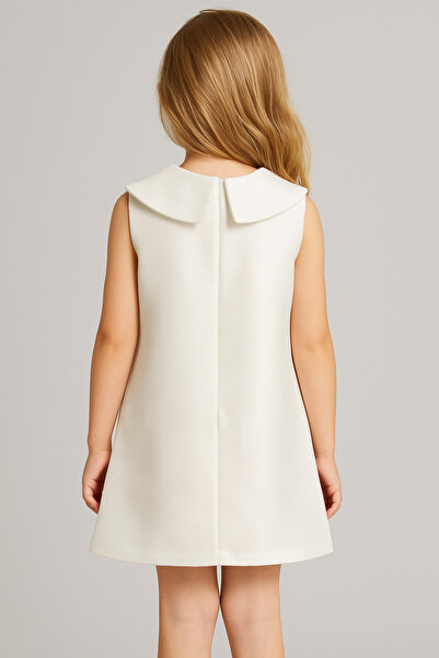 melek golden İnci İşlemeli Kız Çocuk Elbisesi – Zarif Yaka Tasarımı ile Özel Günler İçin