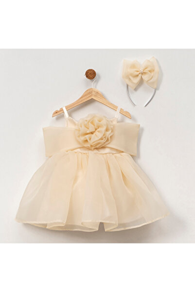 melek golden Φόρεμα Princess Girl Child |   1-9 Ηλικίες |   Με επιλογή χρώματος |   Λεπτομέρεια κορδέλας & τριαντάφυλλου |   καρολίνα - Σατέν