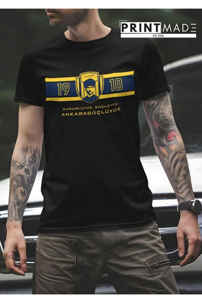 printtmade أعظم سحر أنقرة! تي شيرت أسود مطبوع عالي الجودة برقبة دائرية