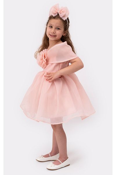 melek golden Φόρεμα Princess Girl Child |   1-9 Ηλικίες |   Με επιλογή χρώματος |   Λεπτομέρεια κορδέλας & τριαντάφυλλου |   καρολίνα - Σατέν