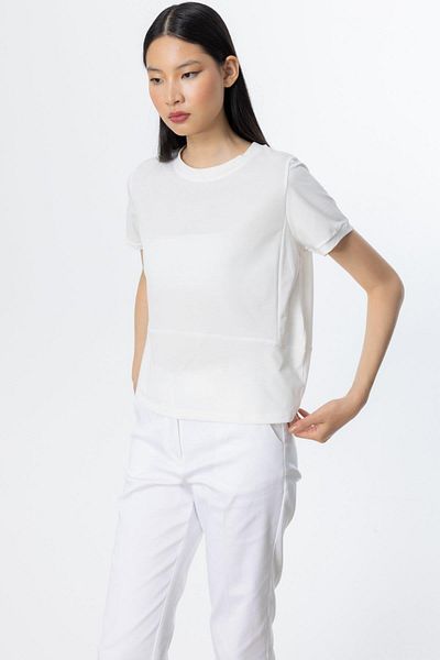 On Fashion Blouse Stitching Detailed Crew Neck