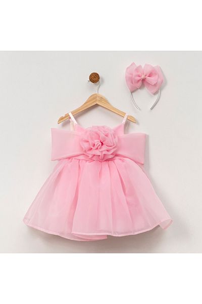 melek golden Φόρεμα Princess Girl Child |   1-9 Ηλικίες |   Με επιλογή χρώματος |   Λεπτομέρεια κορδέλας & τριαντάφυλλου |   καρολίνα - Σατέν