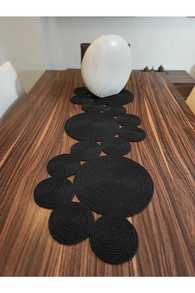 Naspar غطاء أسود متعدد الأغراض للخياطة اليدوية - مقاس 105×34 سم للطاولة وطاولة الكونسول وطاولة القهوة