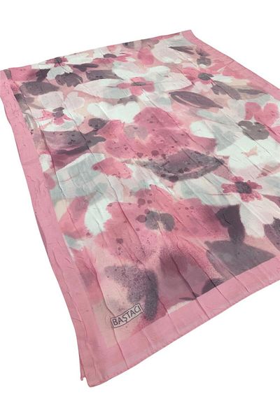 Baştacı Patterned Crash 0358 Pink Shawl