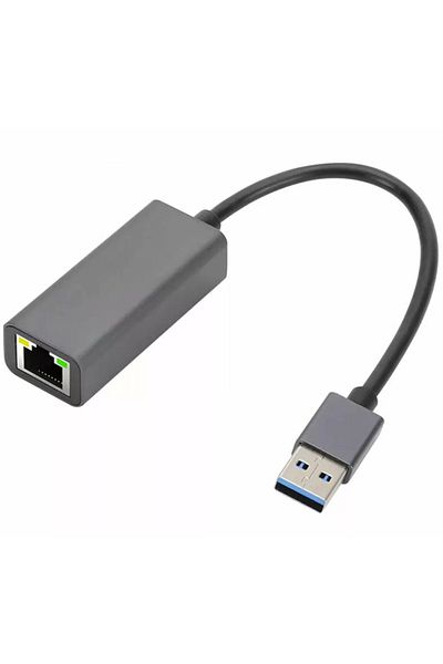 dalip Cablu adaptor USB A tata la RJ45 mama, 3.0, 1000 Mbps, LED, 17 cm, Gri