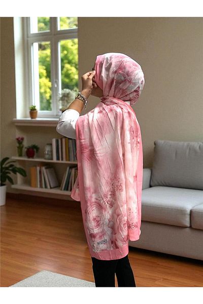 Baştacı Patterned Crash 0357 Pink Shawl