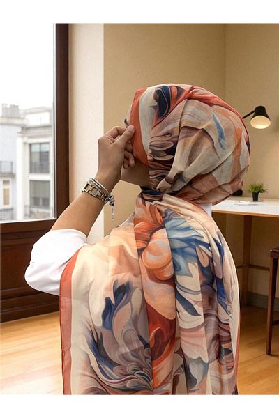 Baştacı 2025 Summer Season 0350 Flower Pattern Cinnamon Shawl