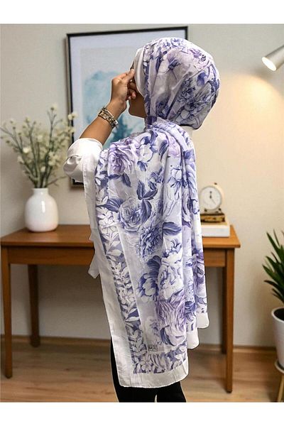 Baştacı Patterned Crash 0355 Lilac Shawl