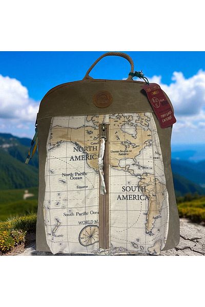 Old Cotton Vintage Canvas Colorful Authentic Daily Outing Travel Backpack Lucas Bag 30cm X 37cm