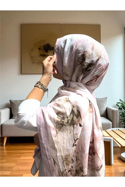Baştacı Patterned Crash 0356 Pastel Powder Shawl