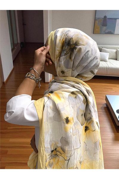 Baştacı Patterned Crash 0354 Sweet Yellow Shawl