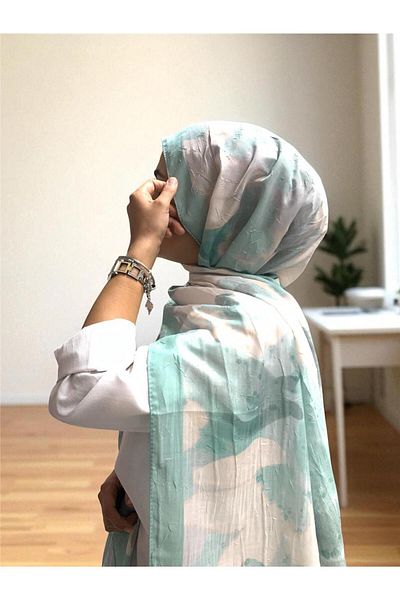 Baştacı Patterned Crash 0358 Mint Green Shawl