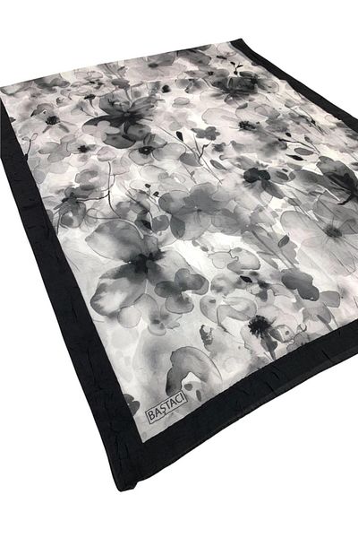 Baştacı Patterned Crash 0354 Black Shawl