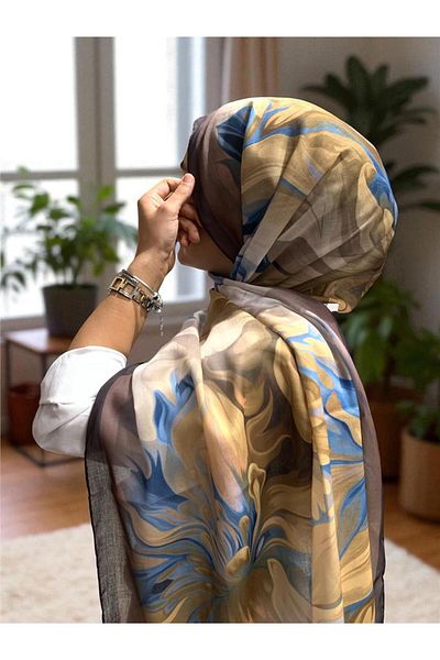 Baştacı 2025 Summer Season 0350 Flower Pattern Bitter Brown Shawl