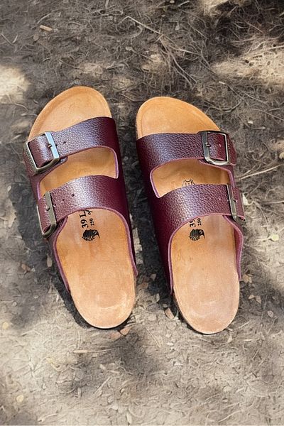 Land of Cork Anatomical Unisex Cork Sole Genuine Leather Slippers