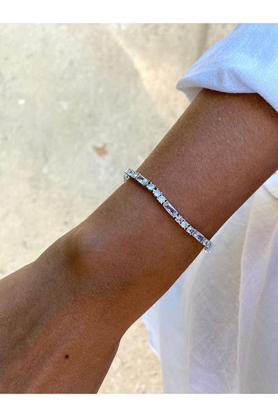 marsel aksesuar Xuping Special Series Square Baguette Waterway Silver Bracelet