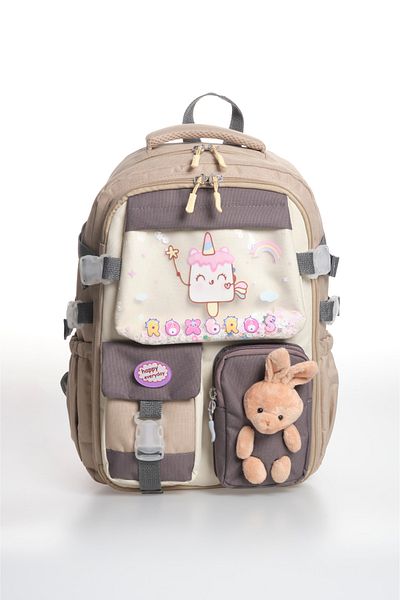 Roxbros Korean Kawaii Style Ice Cream Pattern Multi-Compartment Primary School Backpack, Girls' School Bag