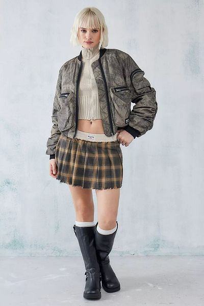 september island Plaid Waistband Super Mini Skirt