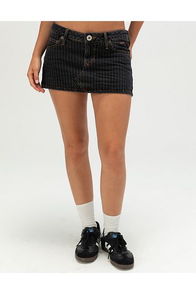 september island Vintage Striped Denim Mini Skirt