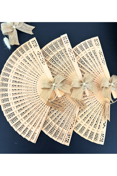 JakarandaDesign 300 Adet Bambu Oymalı Kişiselleştirilmiş Yelpaze, Düğün, Beka...