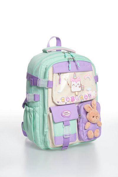 Roxbros Korean Kawaii Style Ice Cream Pattern Multi-Compartment Primary School Backpack, Girls' School Bag