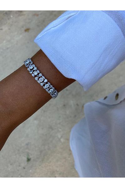 marsel aksesuar Xuping Special Series Silver Bracelet with Zircon Stone in the Middle