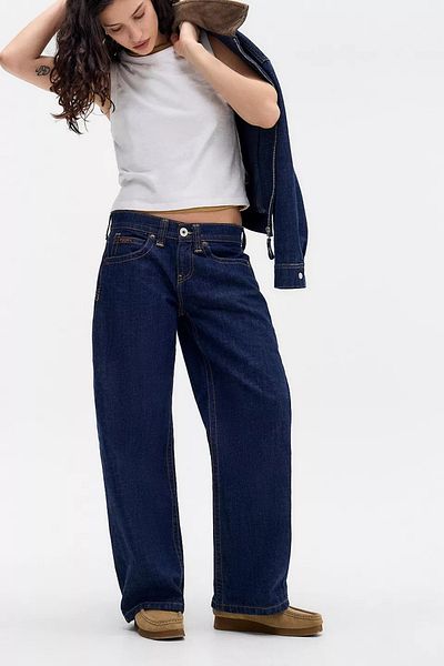 september island Vintage Navy Blue Low Waist Jeans Trousers