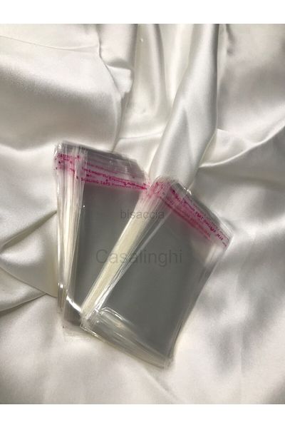 bisaccia 4.5x10 Cm (COVER PAYI INCLUDED) - 100 Pieces Transparent Opp Bag Package with Adhesive Gelatin Bag Tape