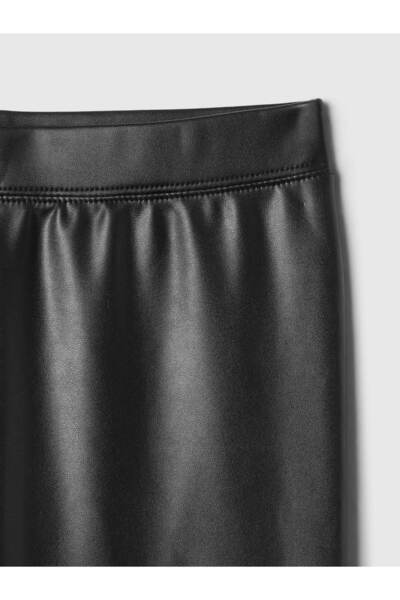 GAP Kız Çocuk Siyah Suni Vegan Deri Legging Tayt