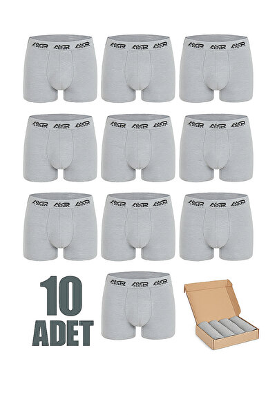 CATEKSS UNDERWEAR Γκρι ανδρικά μποξεράκια ελαστικό ύφασμα βαμβακερά 10-συσκευασία