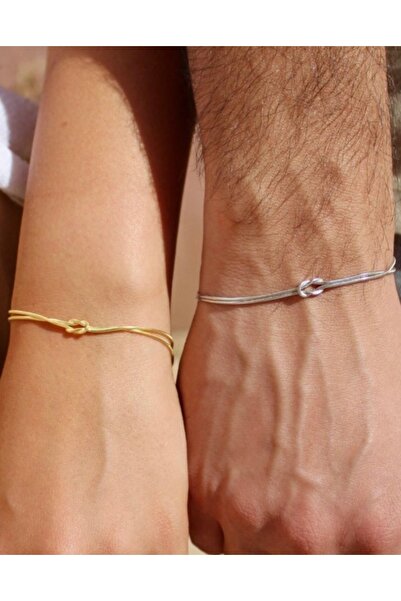 sirius jewelry 925 Ayar Gümüş Düğüm Çift Bilekliği