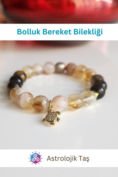 Astrolojik Doğal Taş Kadın Bolluk Bereket Bilekliği - Doğal Taş - Para - Bereket - Başarı - Mutluluk