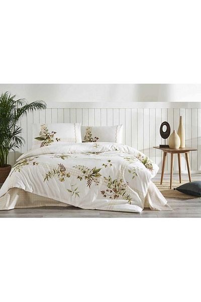 Özdilek Cream Colored Forest Ivy Double Duvet Cover Set