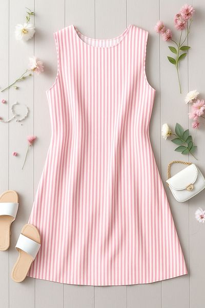 OTAKU Waterway Fabric Sleeveless Summer Above Knee A-Line Women's Dress