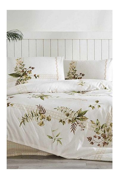 Özdilek Cream Colored Forest Ivy Double Duvet Cover Set