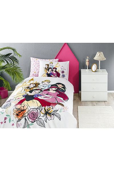 Özdilek Set de lenjerie de pat pentru copii prințesă trandafir, cu licență Disney