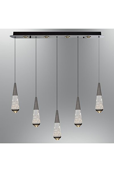 Özcan Aydınlatma Özcan Aydınlatma 2791-5AS-24 Diyop 5'Lİ Sıralı Sarkıt Platin