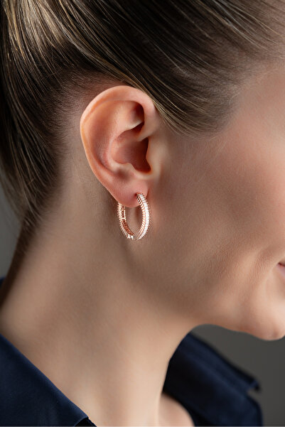 Silvano Jewelry 925 Ayar Gümüş Baget Taşlı Halka Küpe