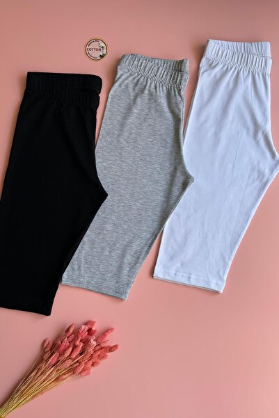 Elosia Liri Tone. | 2 Pack Above Knee Cotton White and Gray Color Women's Leggings-Shorts