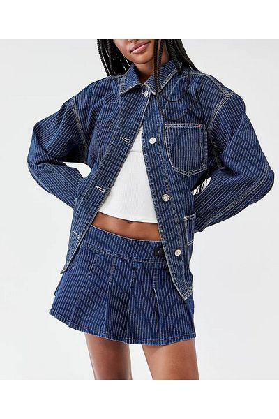 september island Navy Blue White Plaid Utility Cargo Mini Kilt Skirt