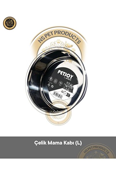 M-PETS Petjoy Catfamily Paslanmaz Çelik Kedi ve Köpek Mama Kabı Large 1650 ml