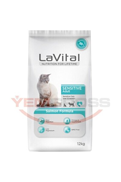 LaVital LaVital Sensitive Hassas Sindirim Sistemine Sahip Kediler için Somonlu Yetişkin Kedi Maması 12kg