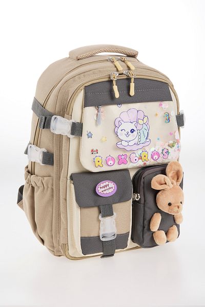 Roxbros Korean Style Cat Pattern Multi-Compartment Primary School Backpack, Girls' School Bag