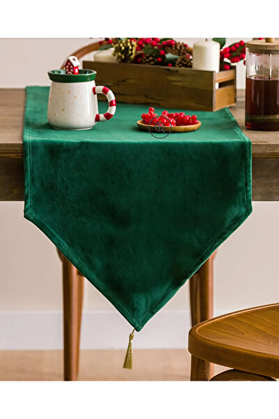 Sister Home Design Yeşil Yılbaşı Renkli Üçgen Püsküllü Ranır - Runner