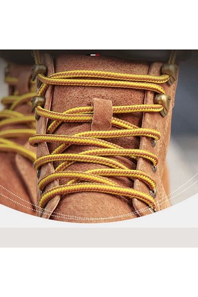 Mawrond 120 Cm, Dark Yellow Sienna Colored, Extra Strong, Thick, Ribbed Round Boots, Shoelaces (1 Pair)