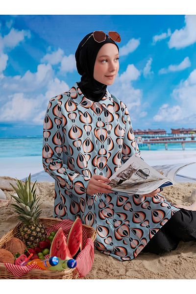 MAYOU Σχέδιο Drop Pattern Hijab Μαγιό - Μαύρο -