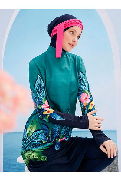 MAYOU Μποτανικό Μαγιό Hijab - Navy Blue -